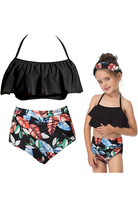 Maillot De Bain Fille Haute Pression - Une Pièce Imprimé Floral - Taille 8-16 Ans - Multicolore