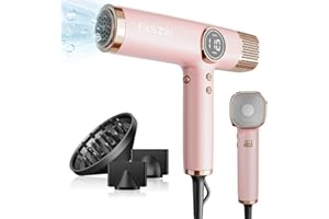 Faszin Hair Dryer, Lightweight Hairdryer with 110,000 RPM High Speed Motor for Fast Drying, 200 Million Ionic Hairdryers for Women & Men, Low Noise Hair Dryers, with 3 Magnetic Nozzle (Pink)
