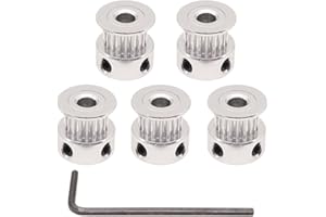 Winsinn GT2 Riemenscheibe, 20 Zähne, 5 mm Bohrung, 6 mm Breite, 20 Zähne, Zahnriemenscheibe aus Aluminium für 3D-Drucker (5 Stück)