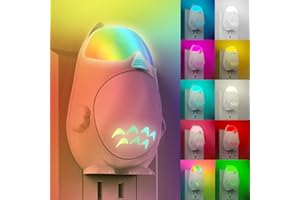 RAVEtone Color Changing Night Light Plug in Wall, 2 Pack Plug in Night Lights for Kids, Smart Voice Activated 9 RGB Colors 6 Lighting Modes LED Dimmable for Girls Boys Bedroom Bathroom Kitchen