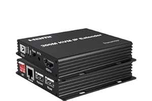 XYKJOBC 300M IP HDMI KVM extender, HDMI Extender sobre IP RJ45 cat6 cable Ethernet 1080p HDMI KVM extender multipunto Connect network switch soporte PC DVR TV ratón teclado (KVM IP Extender)
