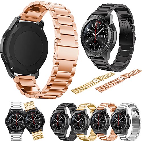 Aresh für Samsung Gear S3 Frontier Classic Zubehör Uhrenarmband,Metall solide Edelstahl Uhrenarmband mit Durable Faltschließe Ersatzband für Gear S3 Frontier/Gear S3 Classic Smart Watch (Schwarz) - 5