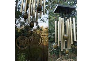EXTRWORY Carillon à vent extérieur avec papillon en acier inoxydable, 12 cloches tubulaires pour la sérénité du jardin