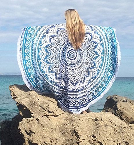 Surenow Gedruckt mit Quaste Rund Groß Strandtuch Reisetuch Wandteppich - 7
