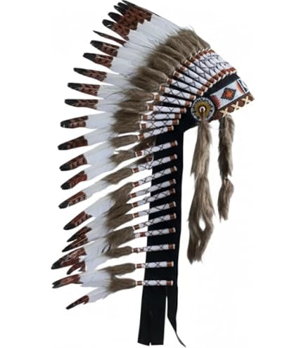 Penacho De Plumas Indio Para Adulto Y Niño, Corona De Jefe Con Goma Ajustable, Ideal Para Carnaval Y Halloween