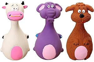 LUVDECO 5.1" Squeak Giocattoli del Cucciolo a Forma di Animale Giocattolo Sonoro in Lattice Giochi Interattivi per Cani di Piccola Colori Assortiti (marrone, cucciolo)