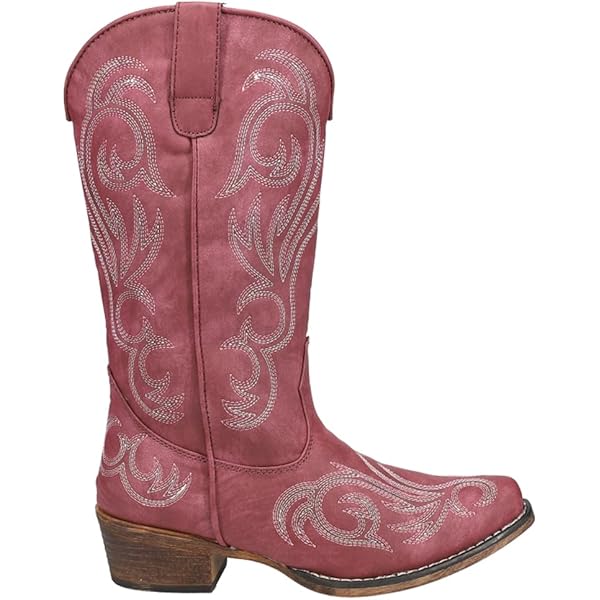 Women's Western Cowboy Boots Block Heel Mid Calf Cowgirl Boots SD