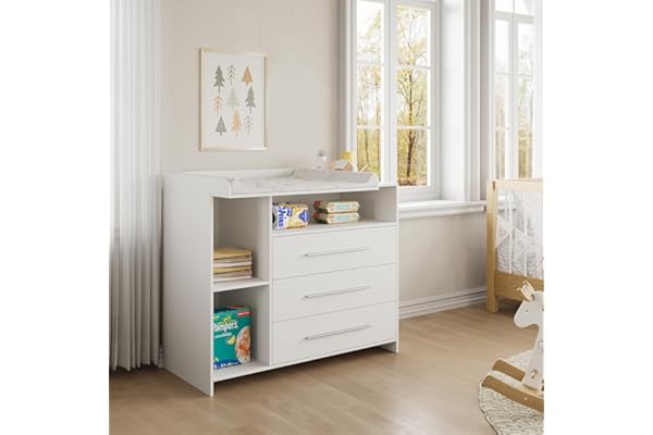 Vicco Commode à Langer Paula, Blanc, 110x93.5cm avec Plan à Langer, pour Une Utilisation Flexible comme Table à Langer ou Meuble de Rangement