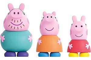 DQB DEQUBE Peppa Pig – Set di 3 statuette da bagno Peppa Pig – Giocattoli d'acqua e bagno – Include mama, patata e pepa (DeQube 919D00046)