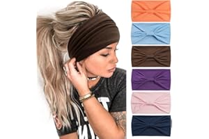 AIZIYIN Fashion Headbands for Women's Hair Head Scarfs Hairband Turban Flower Cotton Headbands Wide Yoga Sport Headband Head Wrap (P6COLOR2)
