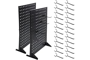 2 st metallstativ för pinntavla med 24 krokar för hantverksshower och mässor, svart smyckesdetaljhandel visningsställ för säl