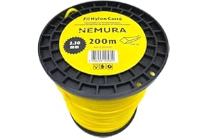 Nemura Fil Débroussailleuse Carré Ø: 3,30mm, L: 200m - Compatible avec d'autres Marques - Haute durabilité - Qualité Professionnelle - Marque Française