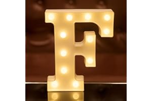 FOCUX LED Letter Lights Alphabet Light Up Sign for Night Light Home Party Birthday Wedding Bar Decoration LED Letter Battery Powered Christmas Night Light Lamp Home Bar Decoration (F)
