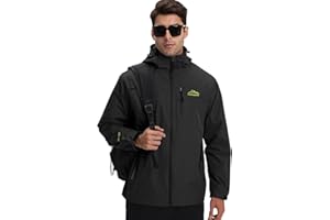 HVECZIXP Uomo Giacca Impermeabile con Cappuccio Rimovibile, Giacca Antipioggia Leggera Cappotto Antivento da Esterno per Escursioni e Viaggi Alpinismo