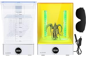 ELEGOO Mercury XS Bundle Große Wasch und Aushärtemaschine für Saturn Meisten LCD SLA DLP 3D Gedruckte Modelle Harz-UV-Härtungsbox mit 360° Unterseite Lichtdrehteller und Handlicht