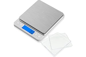 Lamker Cyfrowa waga kuchenna, waga precyzyjna, waga precyzyjna, waga pocztowa 0,1 g/2 kg, waga kieszonkowa, biżuteria, złota, mini waga kuchenna z wyświetlaczem LCD i 6 jednostkami miary