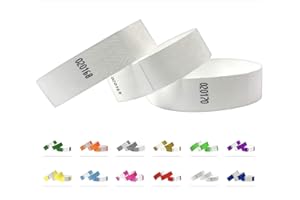QUBIBAND Braccialetti identificativi in Tyvek da 19 mm, 1000 pezzi, per eventi (White, 1000 Pack)