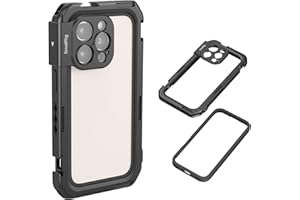 SMALLRIG Mobile Video Cage Basic Edition für iPhone 16 Pro mit speziellem Telefonkäfig mit T-Mount-Objektivrückplatte, weichem TPU-Rahmen, für Videoaufnahmen, Live-Streaming und Kinofilme – 5008