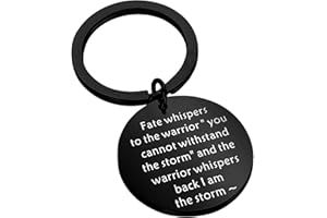 FEELMEM Encouragement Keychain I am The Storm Fate Whispers to The Warrior Keyring Inspirational Jewelry Gift