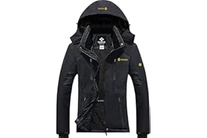 GEMYSE Femme Veste de Ski Imperméable de Montagne Manteau d'hiver Extérieur en Polaire Coupe-Vent avec Capuche