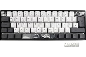 ‎JSJT JSJT Ink Lotus Keycaps 140 Keys German Keycaps PBT OEM Profile Keycap (Keycap Only) for 61/68/84/87/96/108 Cherry MX Switches ANSI/ISO Layout Mechanical Keyboards