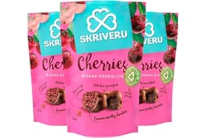 SKRIVERU Skrīveru Cherries in Dark Chocolate (3 * 110g) – Premium Dried Fruit Coated in Rich Cocoa, Naturally Sweet & Tangy, High in Potassium & Antioxidants, Delicious Gourmet Treat (3)
