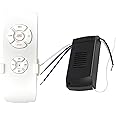 Universal Wireless Ceiling Fan Remote Control Kit, Wireless Timing Intelligent Remote Control, Adjust Wind Speeds Ceiling Fan Pendant Light Controller Switch for Light Hotel(Black+White/220 V)