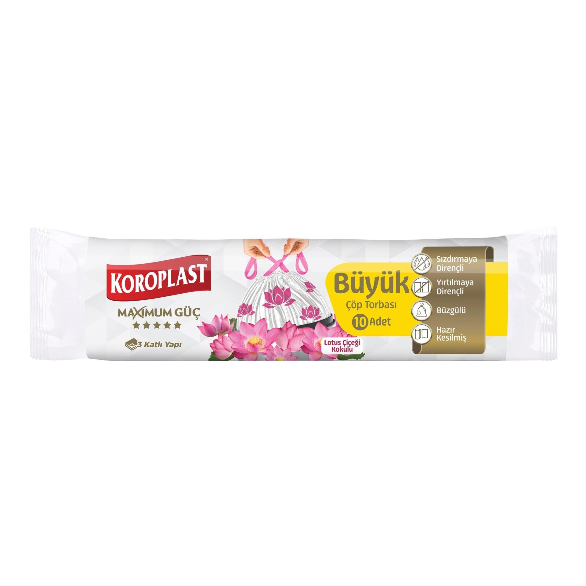 KOROSPLAST Lotus Çiceği Kokulu Büzgülü Çöp Poşeti, Orta