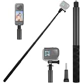 150cm Aluminum Invisible Selfie Stick for Action Camera with 7 Buttons, 1/4 Screw Monopod Extension Rod for Insta 360 x5 Acti