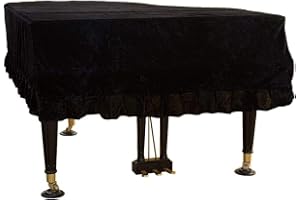 Cutfouwe Piano Keyboard Staubschutz,Klavier Abdeckung Grand Piano Abdeckung Mit Gefalteter Saum Bequeme Weiche Verdicken Staubschutz Abdeckung Für Flügel Klavier,Schwarz,210~220cm