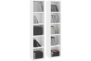 Festnight 2pz Scaffale Porta CD Verticale Moderno in Truciolato,Scaffale Porta Dvd Moderno 21x16x93,5 cm - Disponibile in Diversi Colori