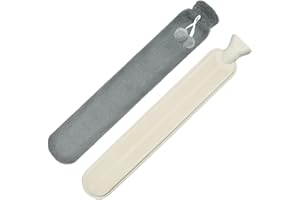 GCCL Extra Long 2L Hot Water Bottle with Cover - 72 cm Length Rubber Water Bottles with Soft Removable Plush Cover for Winter Warmth, Waist, Back, Neck, Shoulders Pain Relief, Gifts for Kids Adults Grey