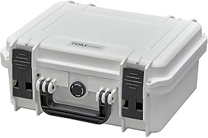 TomCase wasserdichter Universalkoffer - Outdoor Case 34 x 30 x 15 cm mit Rasterschaumstoff/Würfelschaumstoff - IP67 Transportkoffer - Hardcase Made in Europe - weiß