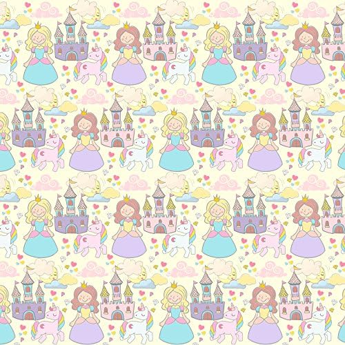 Princess and unicorns printed fabric sheets hair bow making materials (10)