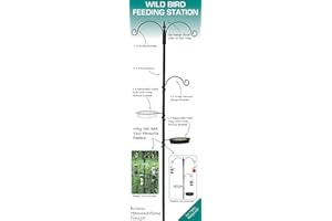 Green Jem Wild Bird Feeding Station With Water Dish, Mesh Pecking Dish For Bird Feed And 3 Arms For Hanging Feeders From, Suitable For Finch, Robing, Starling, Blackbird, Sparrow, Goldfinch, Wren, Jay