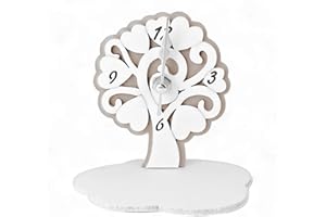 Albalù Bomboniera Orologio Albero Della Vita 10x10 cm – Orologio da Appoggio con Design Legno, Scatola Inclusa – Bomboniere Cresima Ragazzo, Bomboniere Comunione Bambina - Tortora