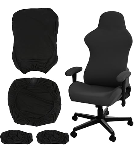 Housse Fauteuil Bureau XL Noir - Housse De Chaise De Bureau Avec Accoudoirs - Protection Universelle Pour Chaise Pivotante