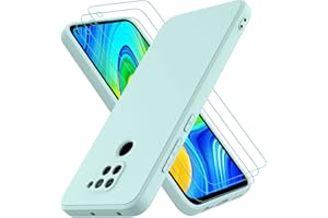 OUREIDOO Etui kompatybilne z telefonem Xiaomi Redmi Note 9, z 3 sztukami folii pancernej, etui na telefon komórkowy do Xiaomi Redmi Note 9, gumowane, etui na telefon komórkowy w kolorze jasnozielonym