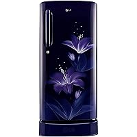 LG 190L 5 Star Inverter Direct Cool Single Door Refrigerator (GL-D201ABGZ, Blue Glow, base stand with drawer)