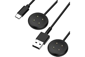 Ermorgen Cavo USB A da 1 m + cavo USB-C da 1 m compatibile con Google Pixel Watch 3 (41mm, 45mm) / Pixel 2 / Versa 4/Versa 3/Sense2/Sense/Ace LTE Cavo, caricatore magnetico resistente all'usura - nero