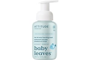 ATTITUDE 2-in-1 Hair and Body Foaming Baby Wash, EWG Verified Shampoo Soap, Dermatologically Tested, Made with Naturally Derived Ingredients, Vegan, Good Night, 295 mL