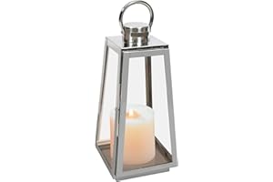 wuuhoo® Windlicht Aurora in Silber, dekorative & wetterfeste Gartenlaterne aus rostfreiem Edelstahl und Temperglas, Gartenlampe, Gartenbeleuchtung, Lampe für den Garten M 39 cm