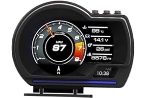 MULCORT Affichage HUD de voiture,OBDⅡ+GPS Jauge intelligente Compteur de vitesse haute définition Outil de diagnostic Élimination du code d'erreur OBD de conduite en toute sécurité Alarme de défaut