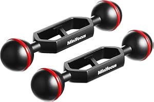 2 Packungen 4 Zoll Doppelkugel-Aluminium-Verlängerungsarm, 1 Zoll Kugelkopf-Verbindungsstück Unterwasser-CNC-Arm-System-Kugelkopf-Verlängerung für Stroboskop/Videolicht/Tauchkamera-Tablett