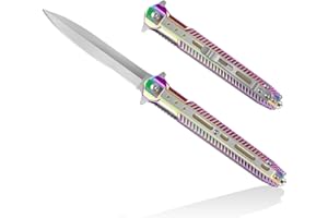 HONZIN 2 en 1 Navaja Plegable Multiherramienta 3Cr13 Cuchillo de Bolsillo de Acero Inoxidable, Navajas de Rescate con Rompevidrios Mango de Acero, Regalos (El Arco Iris)