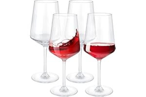 FWEEK Set mit 4 großen Weingläsern aus Kunststoff, 580 ml, unzerbrechlich, wiederverwendbar, Polycarbonat, transparent, für Party, Camping, Picknick, Whirlpools, Pools