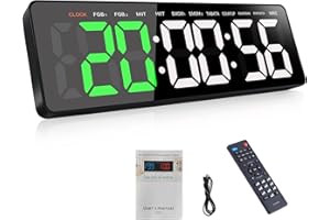 AnExer Temporizador de Gimnasio,Temporizador de Intervalo Fitnes LED, 16.5'' Grande Reloj de Pared Digital con Countdown/UP Cronómetro, Gym Timer de Intervalos con Control Remoto para Casa Garaje