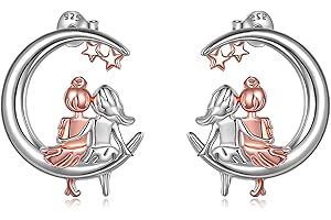 VONALA Pendientes para hermanas, plata de ley 925, diseño de hermanas, hipoalergénicos, regalos de cumpleaños para mujer niñas