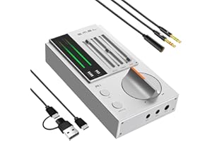 AOSHIDA SMSL R1 Gaming DAC Headphone Amplifier with Mic, Headphones Amp USB/Optical/Coaxial/Microphone Input RCA/3.5mm/4.4mm Balanced Headphone Output DAC Amp, Silver