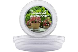 LIKOSO Juego de 5 Platillos para Plantas, Claras Platillos Mandejas de Goteo Plástico para Plantas de Flores de Jardín Interior y Exterior - 33 cm